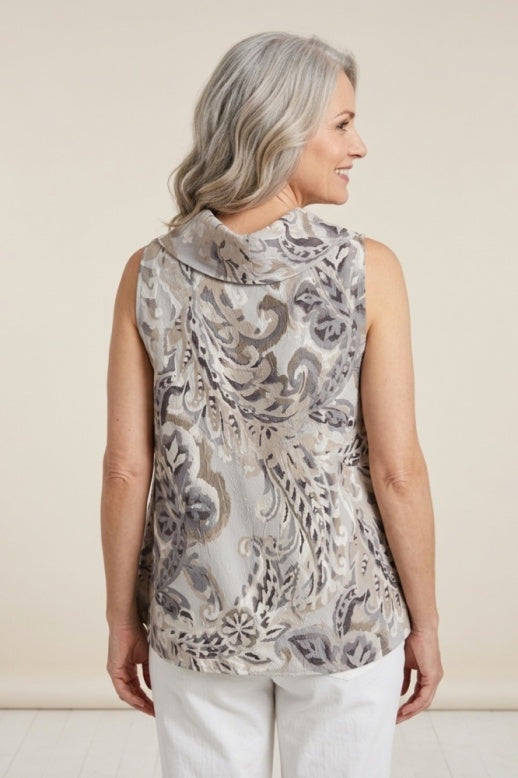 Habitat Destination Unknown Crape Collar Top - 34752 - SMOKE