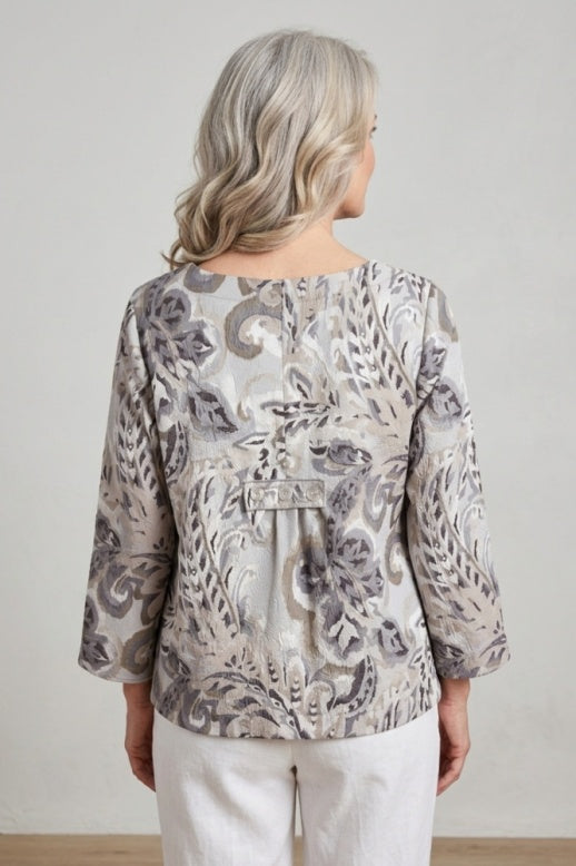 Habitat Destination Unknown Pleat Back Pullover Top - 34732 - SMOKE
