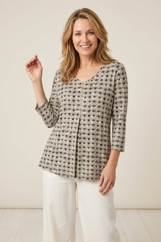 Habitat Pattern Pending Pleats Top - 57602 - SAND