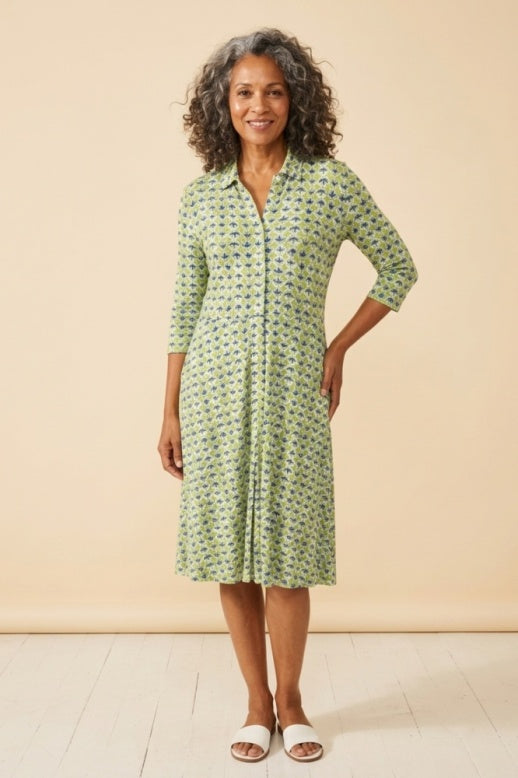 Habitat Pattern Pending Button It Up Dress - 57685 - KIWI
