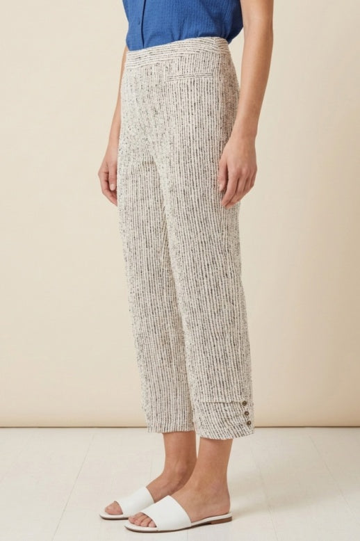 Habitat Crinkle Crepe Dream Team Pleat Button Capri Pant - 21576 - PEBBLE