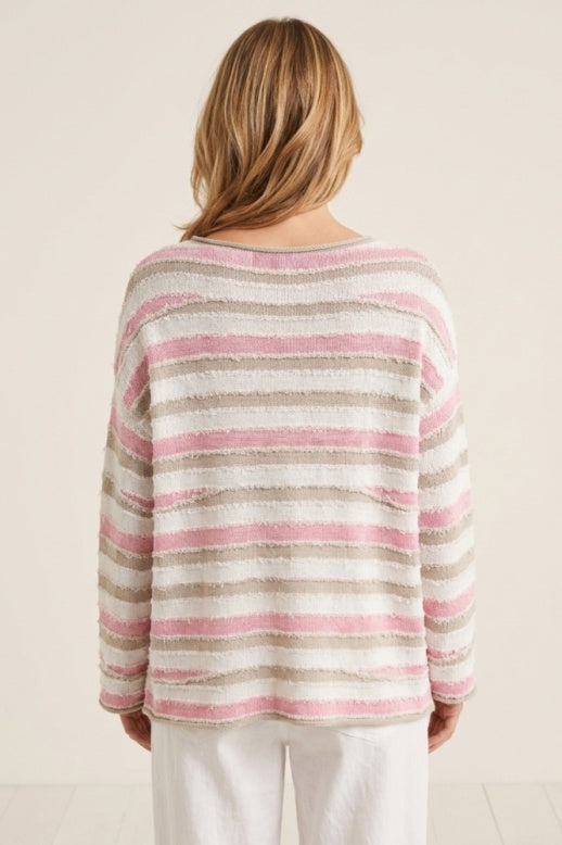 Habitat Knitscape Striped Boatneck Pullover - 78002 - ECRU