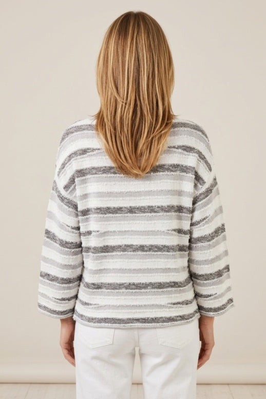 Habitat Knitscape Striped Boatneck Pullover - 78002 - SMOKE