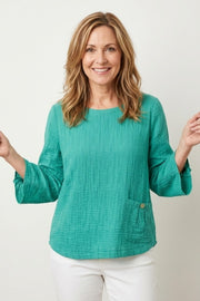 Habitat Rayon Jacquard Pleat Pullover - 30712 - GROTTO