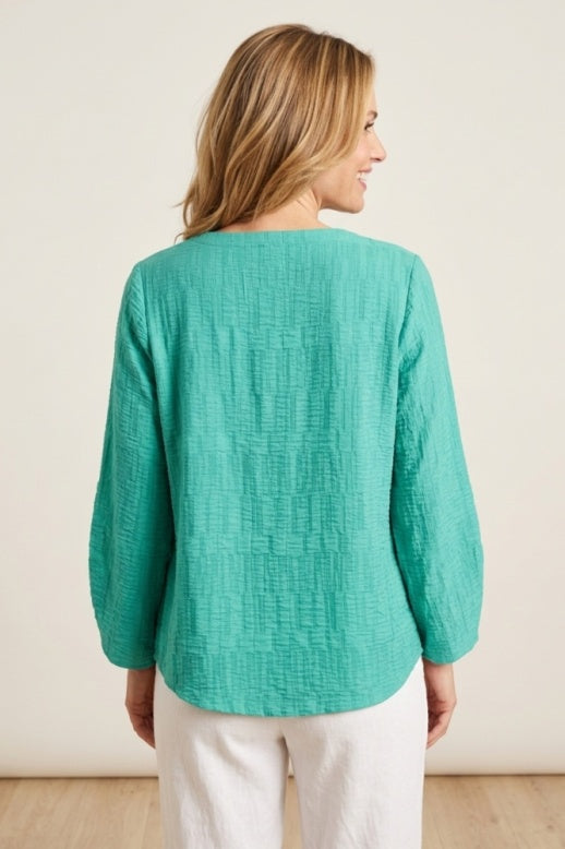 Habitat Rayon Jacquard Pleat Pullover - 30712 - GROTTO