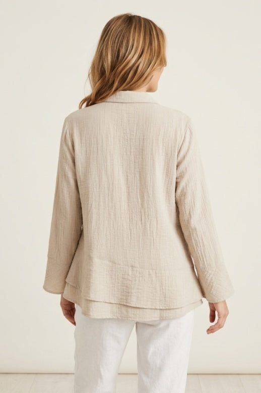 Habitat Rayon Jacquard Flounce Shirt - 30713 - ECRU