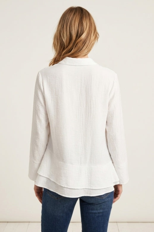 Habitat Rayon Jacquard Flounce Shirt - 30713 - GROTTO (NOT WHITE)
