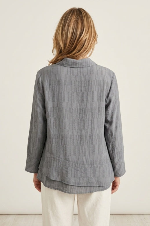 Habitat Rayon Jacquard Flounce Shirt - 30713 - SLATE