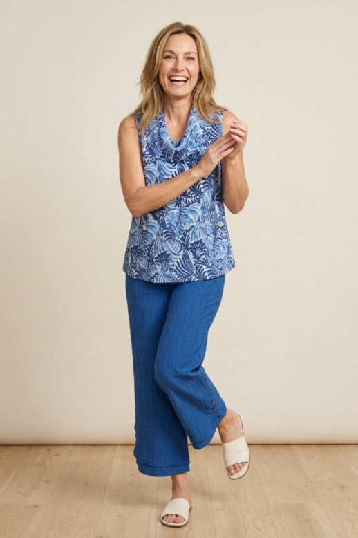 Habitat Destination Unknown Botanica Drape Collar Top - 34052 - COBALT