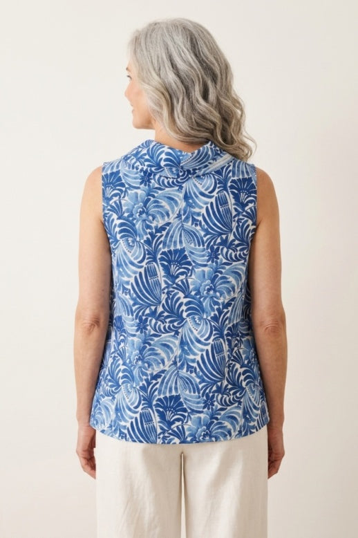 Habitat Destination Unknown Botanica Drape Collar Top - 34052 - COBALT