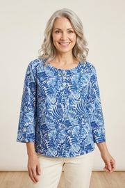 Habitat Destination Unknown Botanica Pleat Back Pullover - 34032 - COBALT
