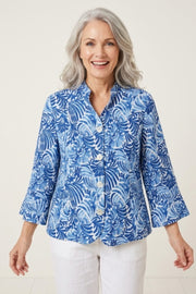 Habitat Destination Unknown Botanica Shirred Shirt Jacket - 34047 - COBALT