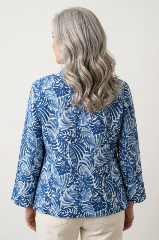 Habitat Destination Unknown Botanica Shirred Shirt Jacket - 34047 - COBALT