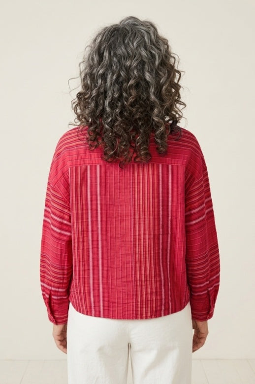 Habitat Crinkle Cotton Stripe Tie Front Top - 48811 - PAPAYA