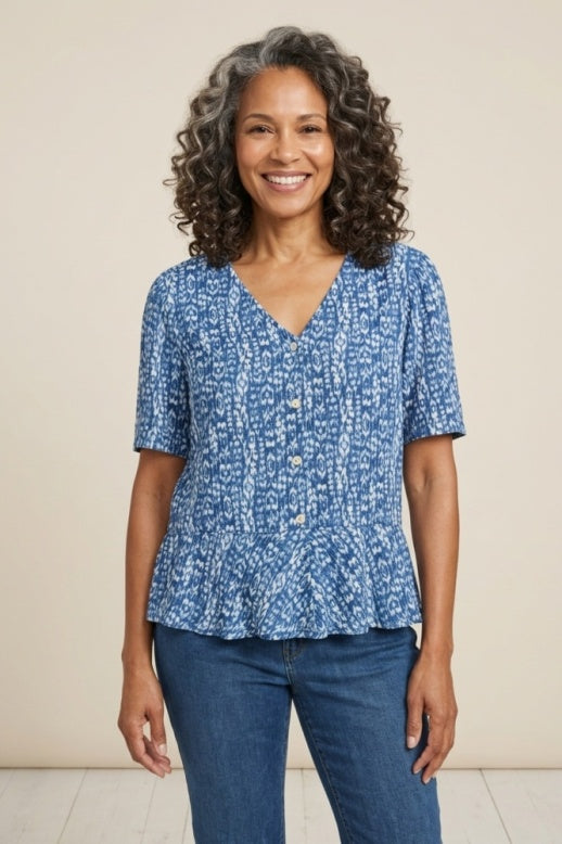 Habitat Viscose Rayon Crepe Ikat Eliana Shirt - 39202 - NIGHTFALL