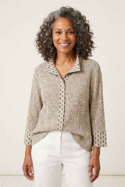 Habitat Crinkle Cotton Button Front Shirt - 48222 - SAND