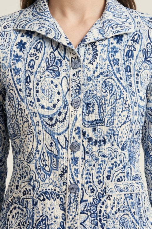 Habitat Crinkle Cotton Paisley Alfresco Shirt - 48908 - NAVY