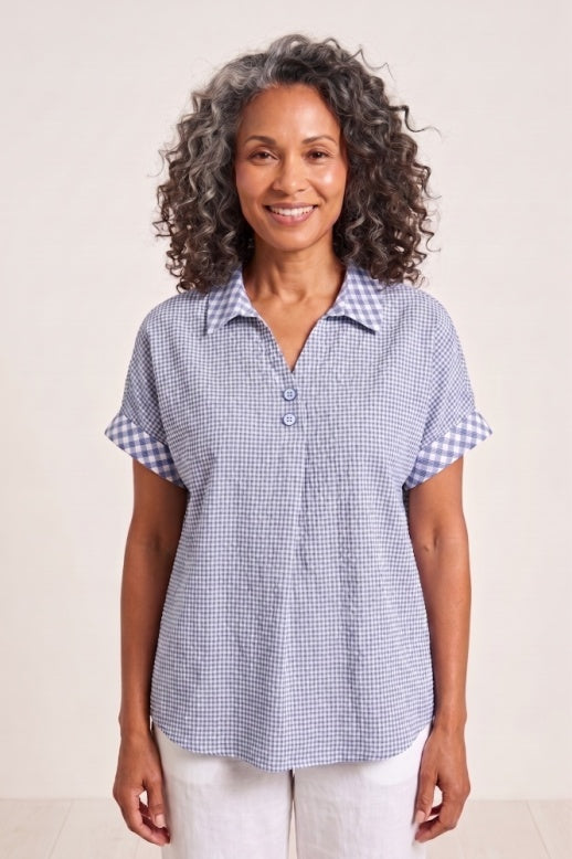 Habitat Crinkle Cotton Chex Mix Popover Top - 40218 - VAPOR