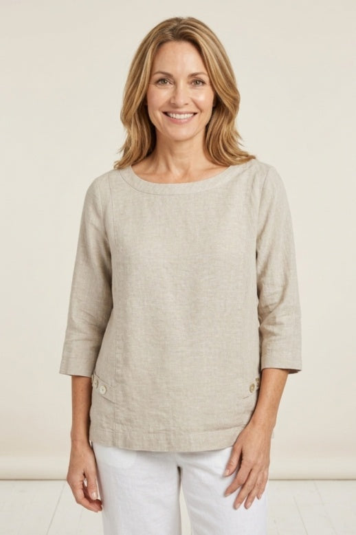 Habitat Linen Solid Boxy Top - 41518 - WHITE (NOT SAND)