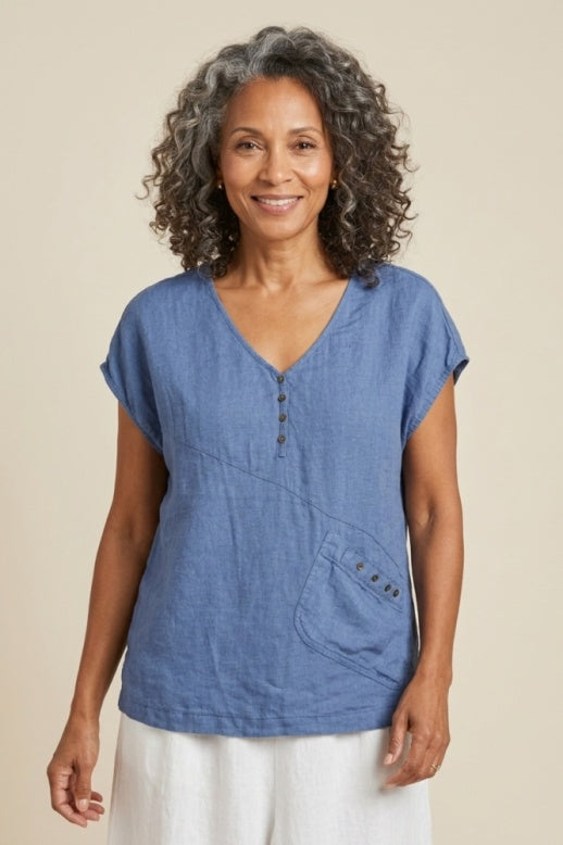 Habitat Linen Solid Pocket Shell Top - 41510 - VAPOR