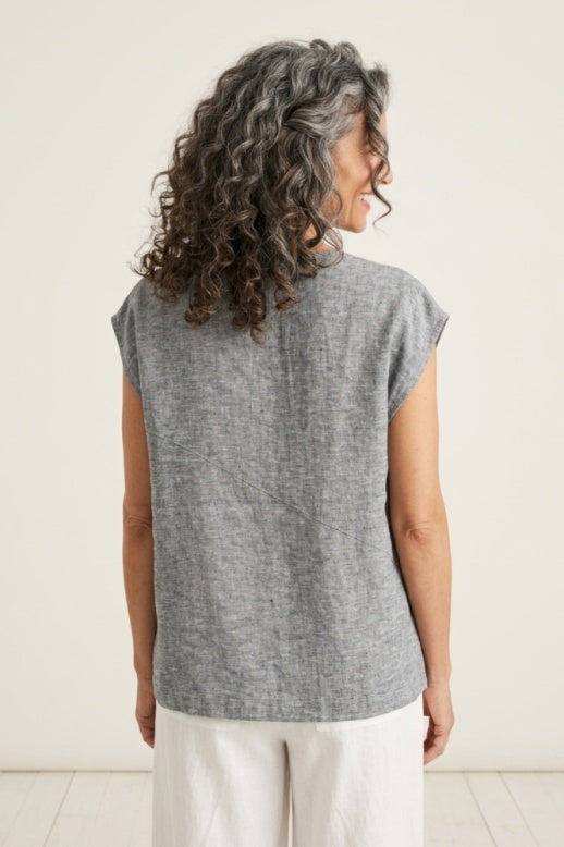 Habitat Linen Solid Pocket Shell Top - 41510 - BLACK
