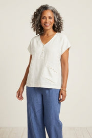 Habitat Linen Solid Pocket Shell Top - 41510 - GUAVA (NOT WHITE)
