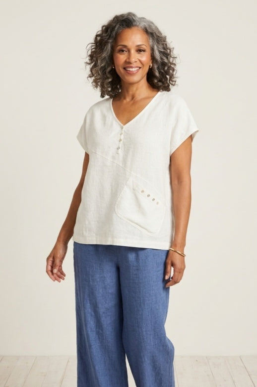 Habitat Linen Solid Pocket Shell Top - 41510 - GUAVA (NOT WHITE)