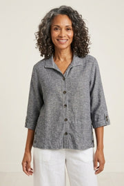 Habitat Linen Solid Camp Shirt - 41508 - BLACK