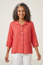 Habitat Linen Solid Camp Shirt - 41508 - GUAVA