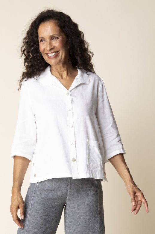 Habitat Linen Solid Camp Shirt - 41508 - WHITE