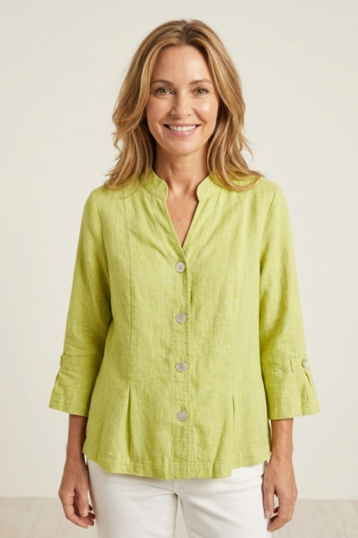 Habitat Linen Solid Tab Jacket - 41549 - KIWI
