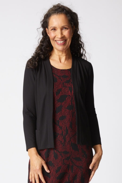 Habitat Core Travel Solid Shirred Back Open Front Jacket - 55930 - BLACK