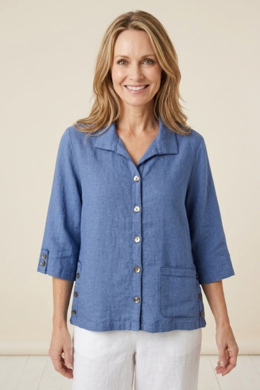 Habitat Linen Solid Tab Jacket - 41549 - VAPOR