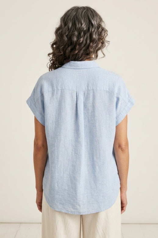 Habitat Linen Solid Cuffed Sleeve Shirt - 41504 - CASCADE