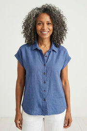 Habitat Linen Solid Cuffed Sleeve Shirt - 41504 - VAPOR
