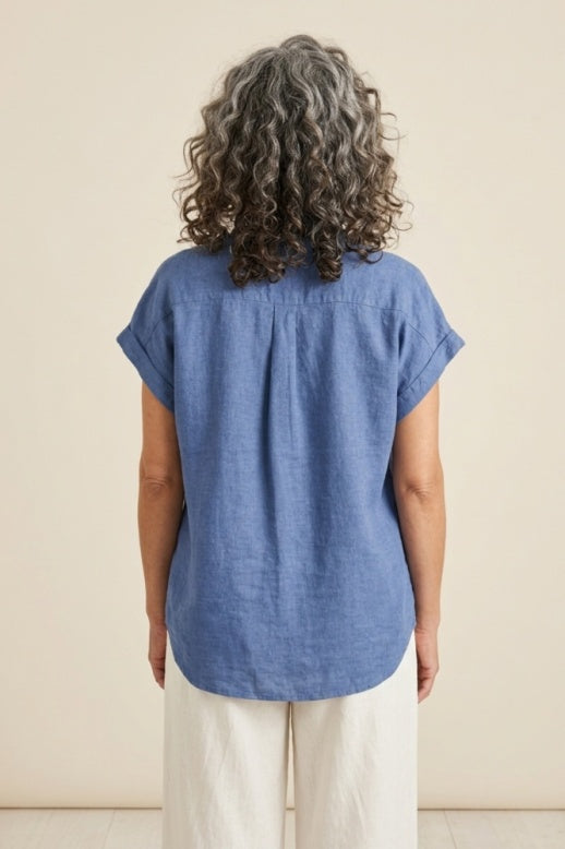 Habitat Linen Solid Cuffed Sleeve Shirt - 41504 - VAPOR