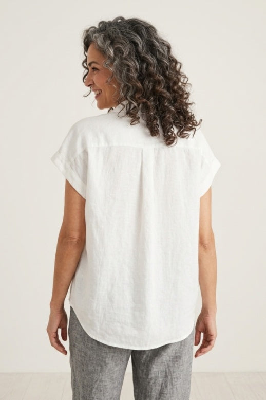 Habitat Linen Solid Cuffed Sleeve Shirt - 41504 - SAND (NOT WHITE)