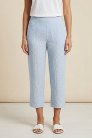 Habitat Linen Solid Pleat Button Capri - 41576 - CASCADE