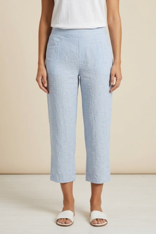 Habitat Linen Solid Pleat Button Capri - 41576 - CASCADE
