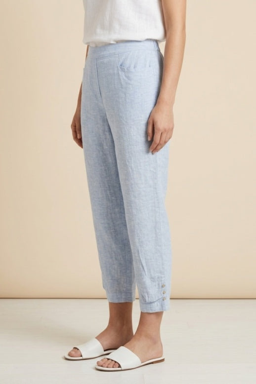 Habitat Linen Solid Pleat Button Capri - 41576 - CASCADE