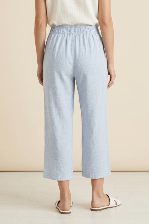 Habitat Linen Solid Pleat Button Capri - 41576 - CASCADE