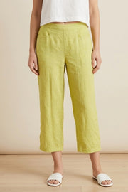 Habitat Linen Solid Pleat Button Capri - 41576 - KIWI