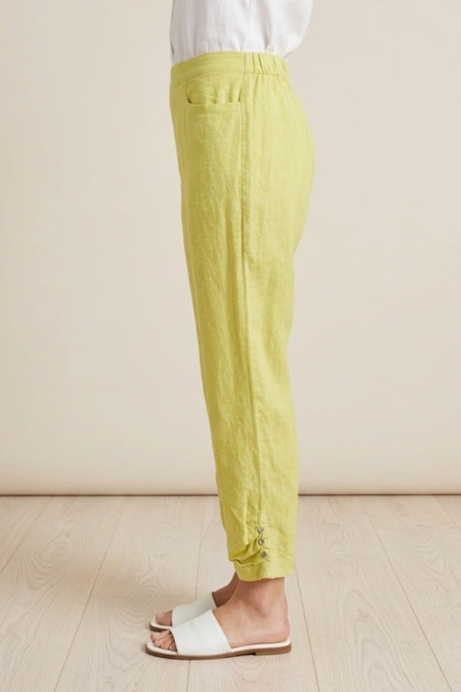 Habitat Linen Solid Pleat Button Capri - 41576 - KIWI