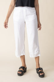 Habitat Linen Solid Pleat Button Capri - 41576 - BLACK (NOT WHITE)