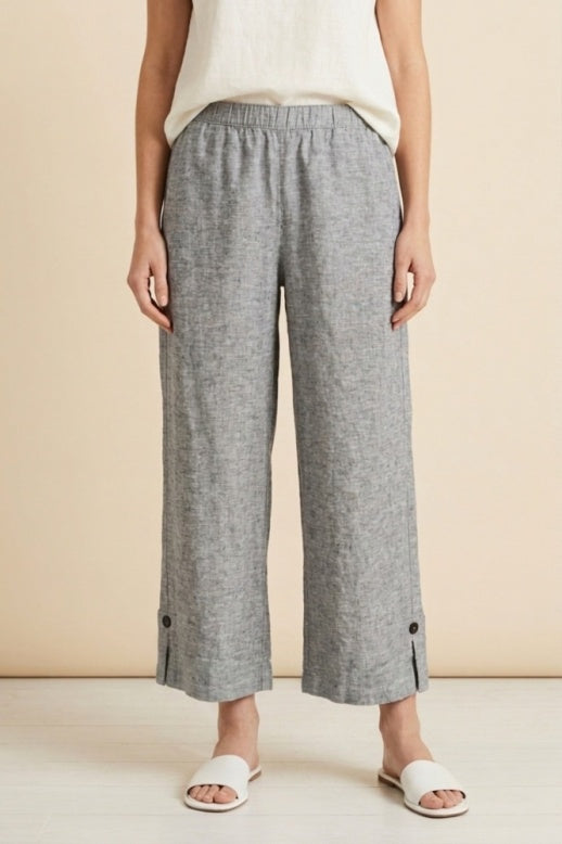 Habitat Linen Solid Button Tab Pant - 41561 - BLACK