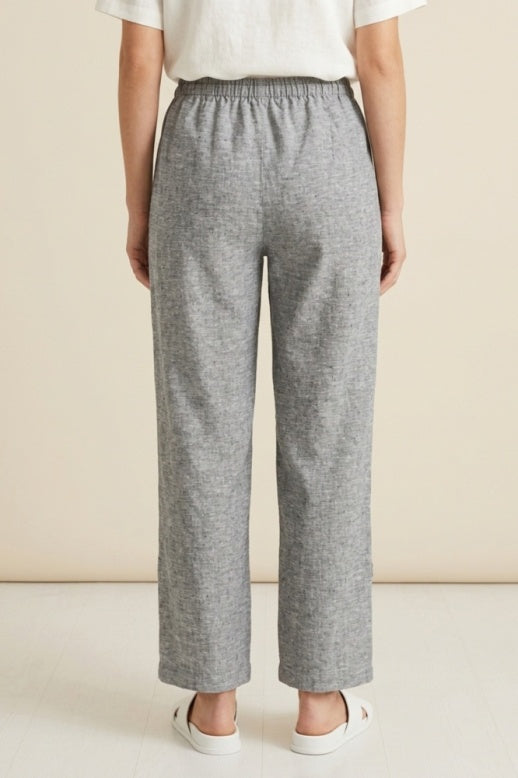 Habitat Linen Solid Button Tab Pant - 41561 - BLACK
