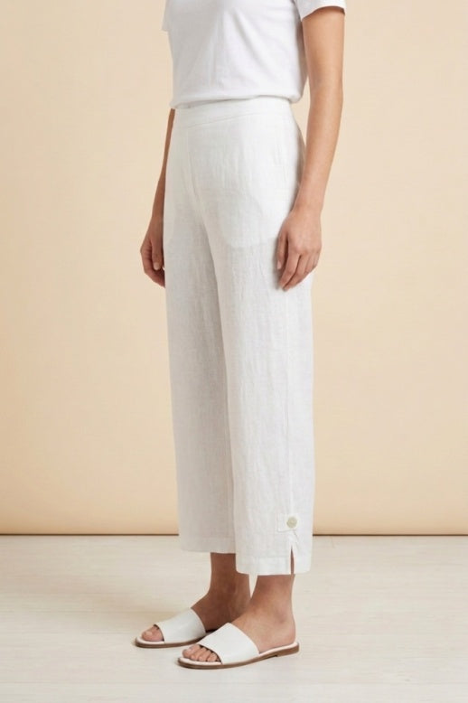 Habitat Linen Solid Button Tab Pant - 41561 - WHITE