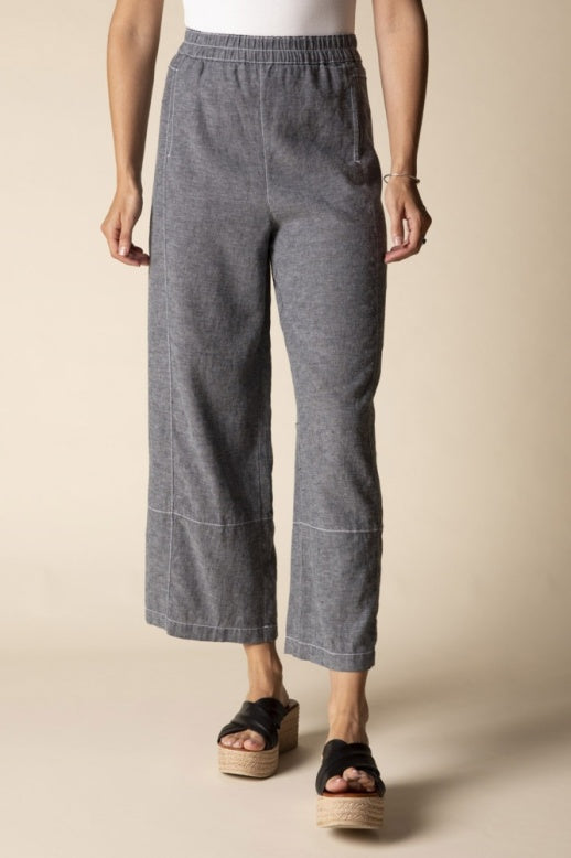 Habitat Linen Solid Seamed Crop Pant - 41577 - BLACK