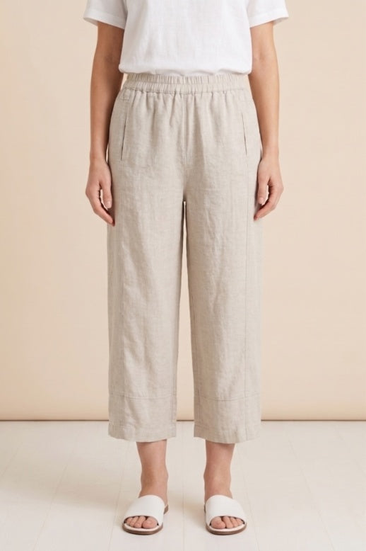 Habitat Linen Solid Seamed Crop Pant - 41577 - SAND