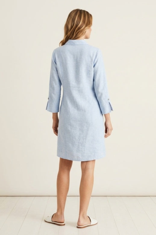 Habitat Linen Solid Button Tab Dress - 41584 - CASCADE